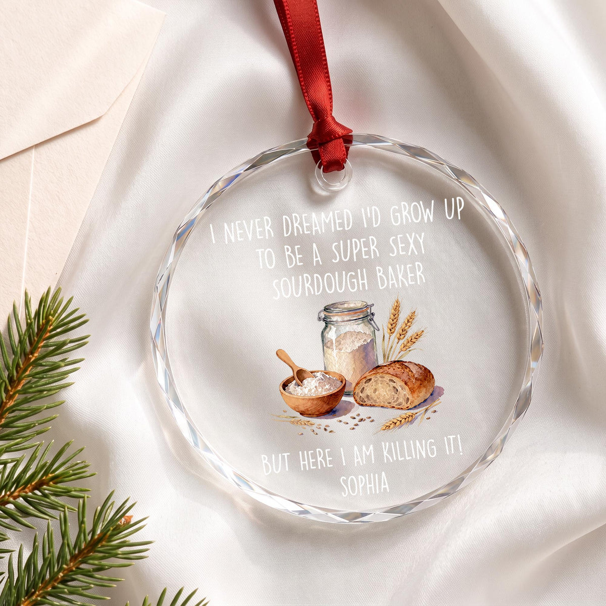 Super Sexy Sourdough Baker Killing It With Bread And Flour - Personalized Custom Circle Glass Ornament - BAKE078_CGOR