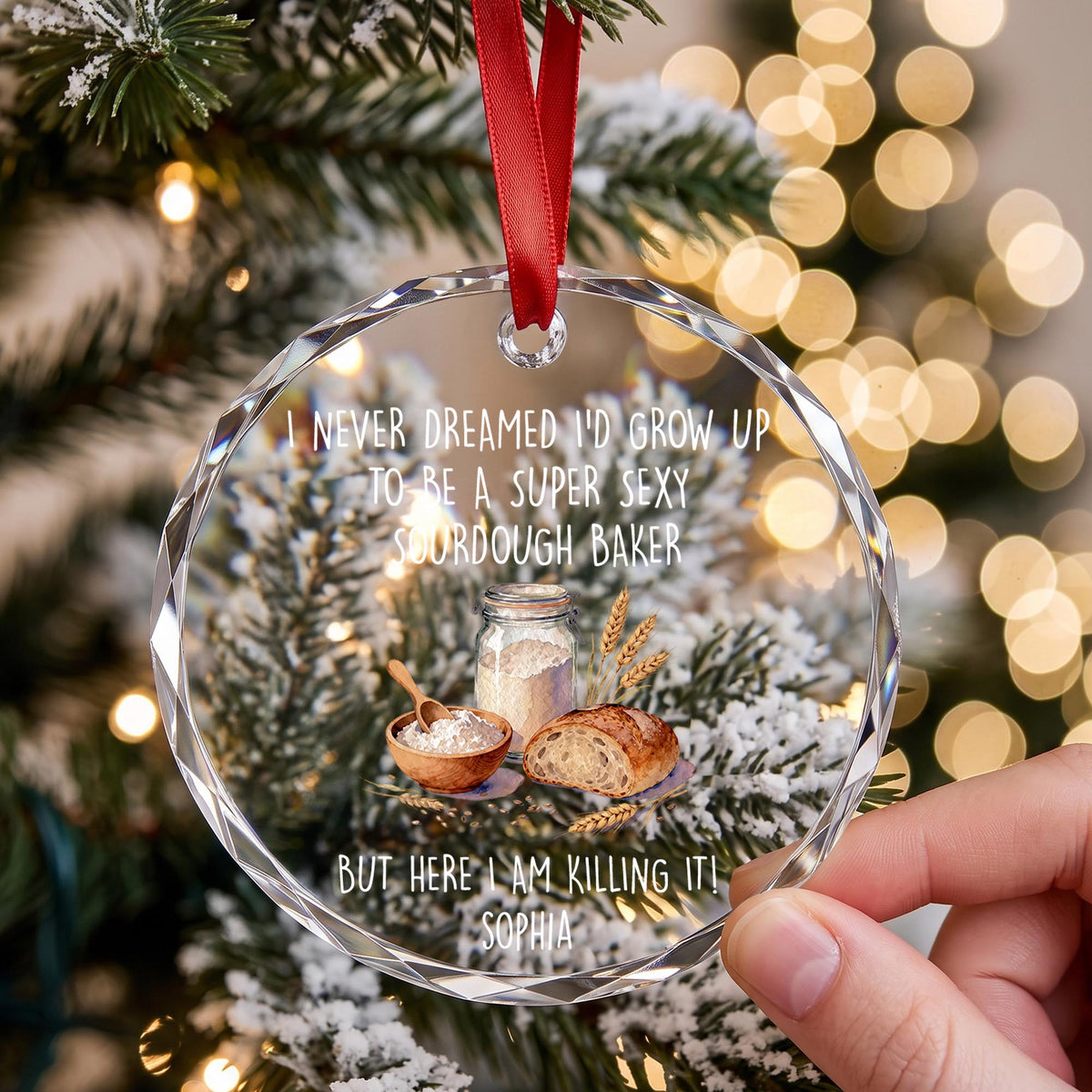 Super Sexy Sourdough Baker Killing It With Bread And Flour - Personalized Custom Circle Glass Ornament - BAKE078_CGOR