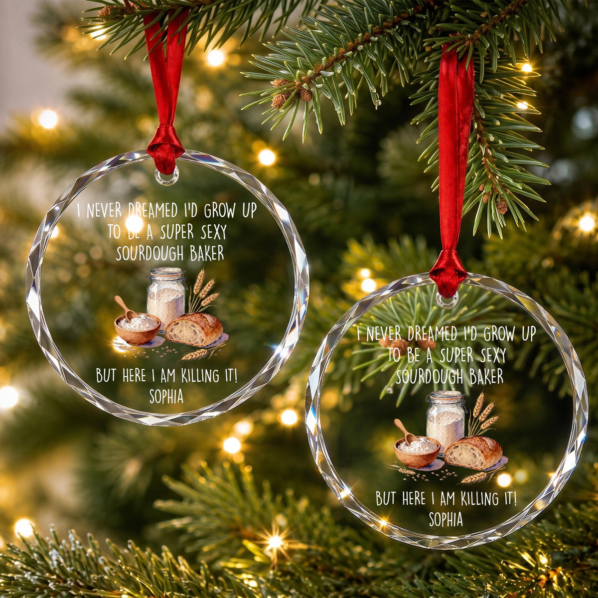 Super Sexy Sourdough Baker Killing It With Bread And Flour - Personalized Custom Circle Glass Ornament - BAKE078_CGOR