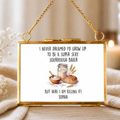Super Sexy Sourdough Baker Killing It With Bread And Wheat - Personalized Metal Frame Ornament - BAKE078_GOFRO