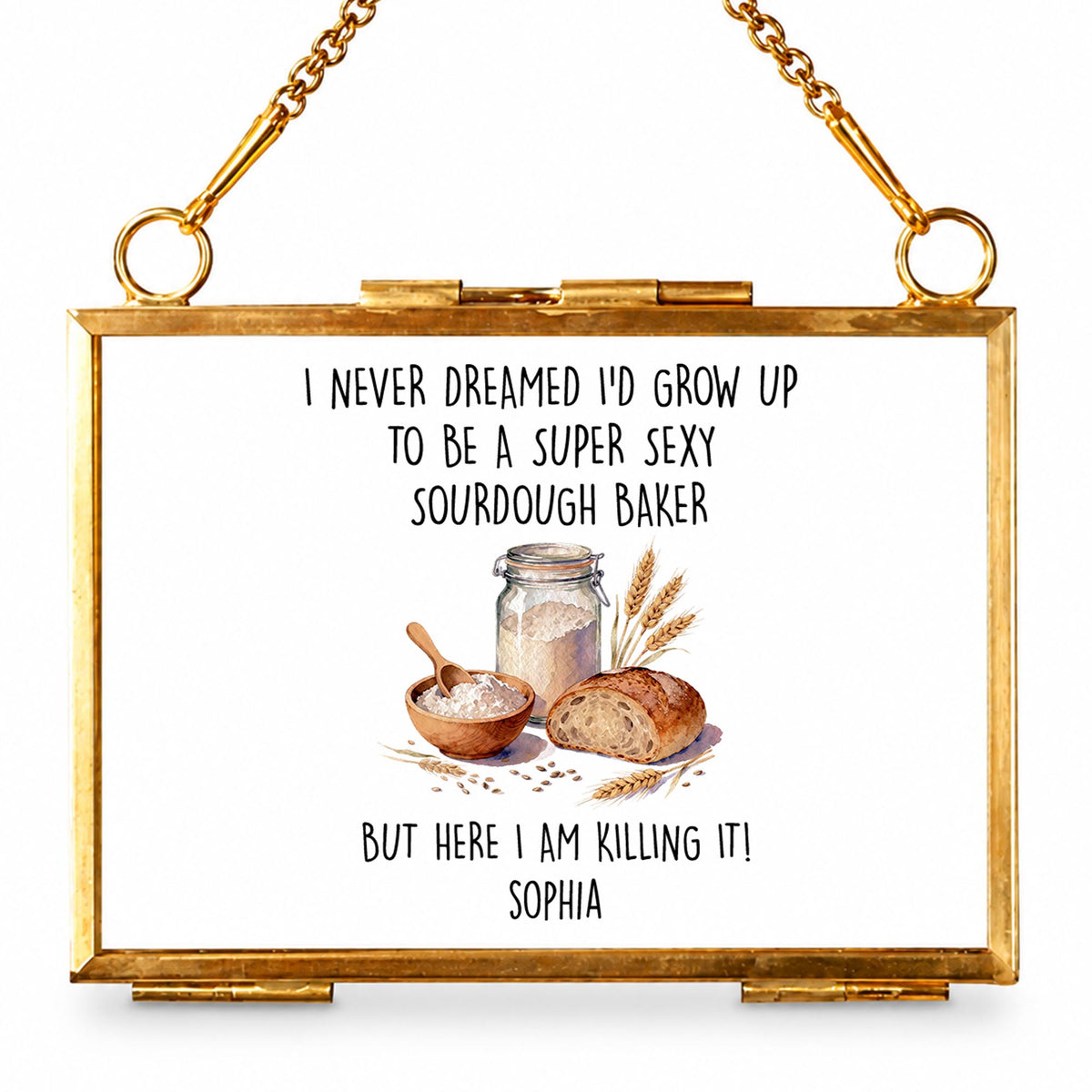 Super Sexy Sourdough Baker Killing It With Bread And Wheat - Personalized Metal Frame Ornament - BAKE078_GOFRO