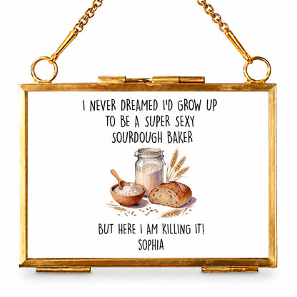 Super Sexy Sourdough Baker Killing It With Bread And Wheat - Personalized Metal Frame Ornament - BAKE078_GOFRO