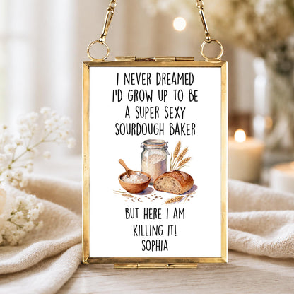 Super Sexy Sourdough Baker Killing It With Bread And Wheat - Personalized Metal Frame Ornament - BAKE078_GOFRO