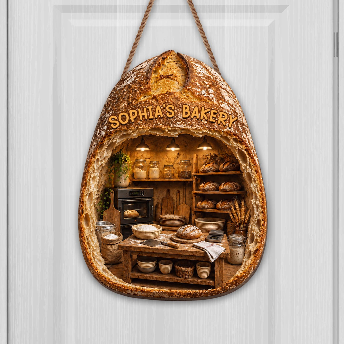 My Bakery Sourdough Bread Personalized Kitchen Wood Sign Decor - Personalized Custom Shaped Wood Sign - BAKE086_WSIGN