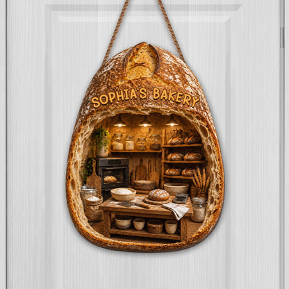 My Bakery Sourdough Bread Personalized Kitchen Wood Sign Decor - Personalized Custom Shaped Wood Sign - BAKE086_WSIGN