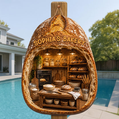 My Bakery Sourdough Bread Personalized Kitchen Wood Sign Decor - Personalized Custom Shaped Wood Sign - BAKE086_WSIGN