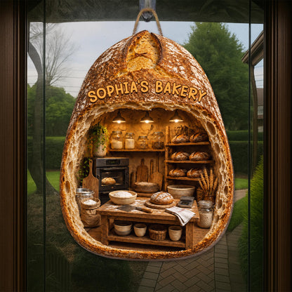 My Bakery Sourdough Bread Personalized Kitchen Wood Sign Decor - Personalized Custom Shaped Wood Sign - BAKE086_WSIGN