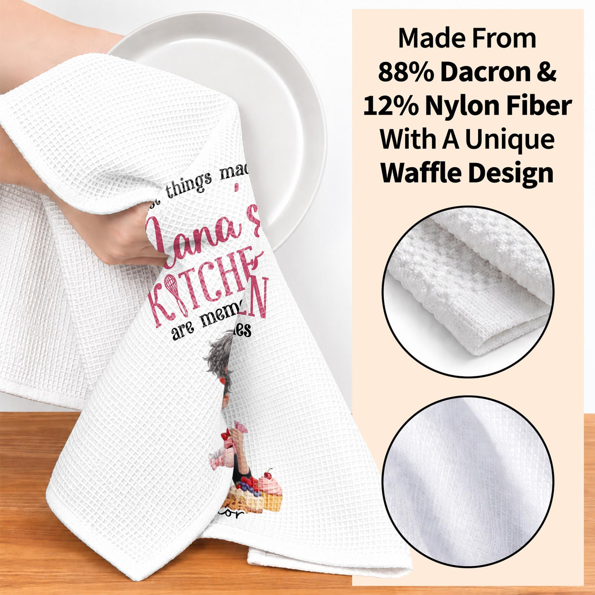 The Best Things Made In Nana's Kitchen Memories Whisk And Baker Girl - Personalized Kitchen Towel - BAKE106_TOWL