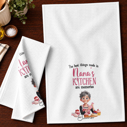 The Best Things Made In Nana's Kitchen Memories Whisk And Baker Girl - Personalized Kitchen Towel - BAKE106_TOWL