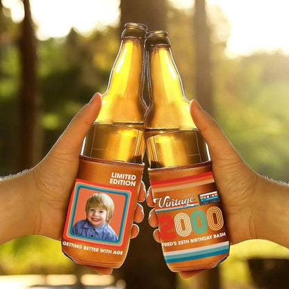 Getting Better With Age Vintage Limited Edition - Personalized Leather Can Cooler - BDAY004_LECOO