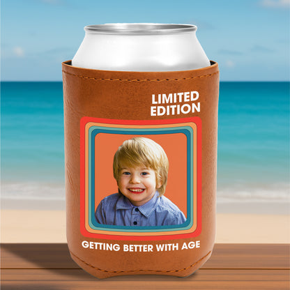Getting Better With Age Vintage Limited Edition - Personalized Leather Can Cooler - BDAY004_LECOO