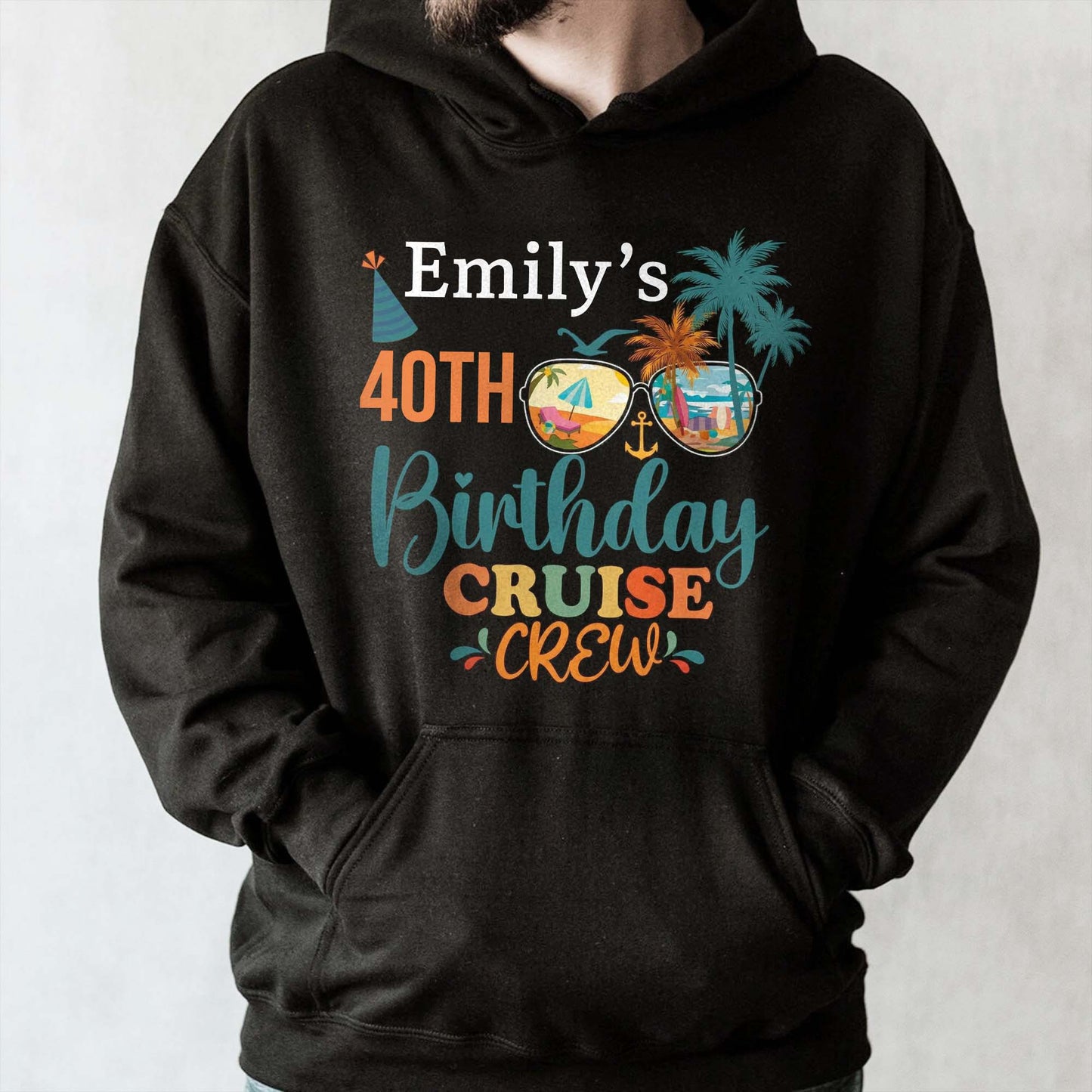 Birthday Cruise Crew With Palm Trees And Sunglasses - Personalized Custom Unisex T-shirt, Hoodie - BDAY013_BBAS