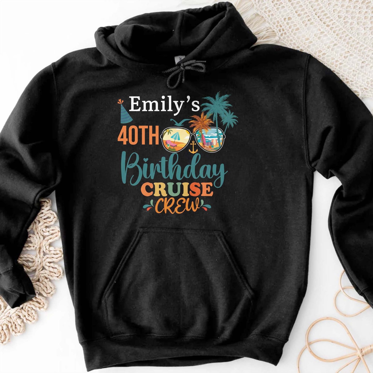 Birthday Cruise Crew With Palm Trees And Sunglasses - Personalized Custom Unisex T-shirt, Hoodie - BDAY013_BBAS