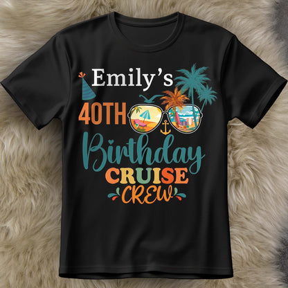 Birthday Cruise Crew With Palm Trees And Sunglasses - Personalized Custom Unisex T-shirt, Hoodie - BDAY013_BBAS