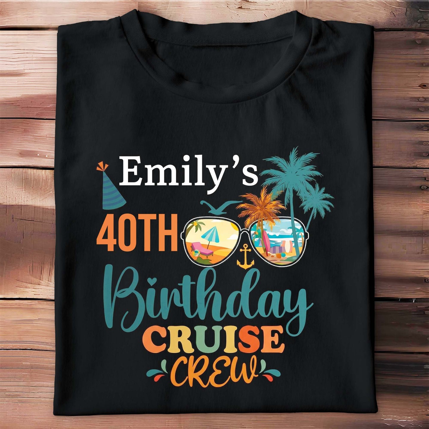 Birthday Cruise Crew With Palm Trees And Sunglasses - Personalized Custom Unisex T-shirt, Hoodie - BDAY013_BBAS