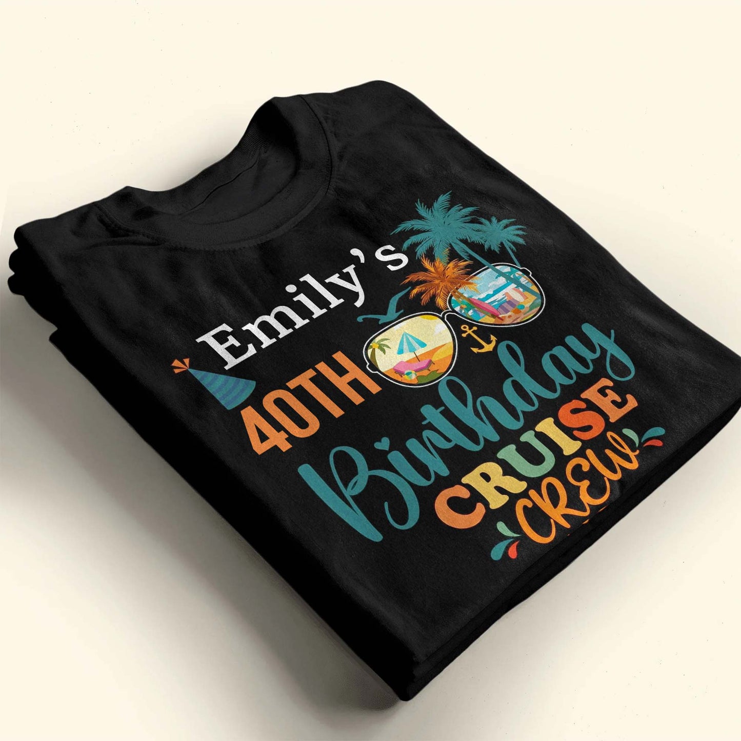 Birthday Cruise Crew With Palm Trees And Sunglasses - Personalized Custom Unisex T-shirt, Hoodie - BDAY013_BBAS