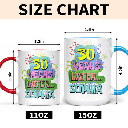 Years Later Personalized Birthday Mug With Colorful Flowers And Bubbles - Personalized Custom Accent Mug - BDAY053_AMUG