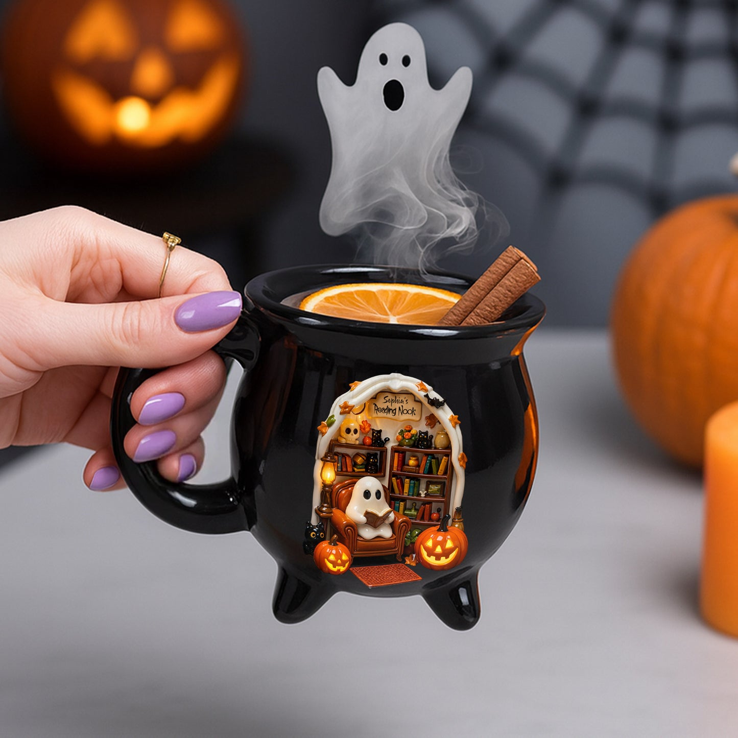 Sophia's Reading Nook Ghost and Pumpkins Design