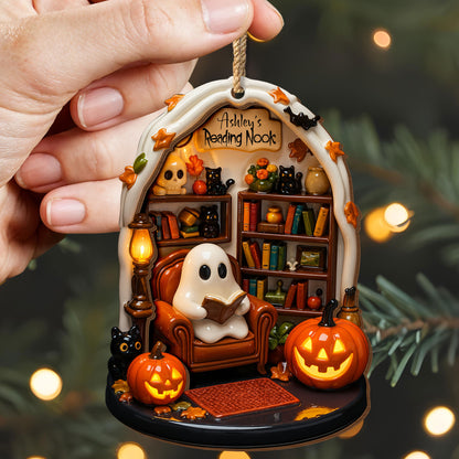 Reading Nook With Ghost and Pumpkin