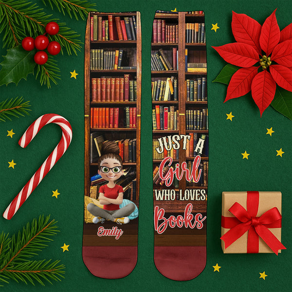 Just A Girl Who Loves Books, Girl Reading Among Shelves