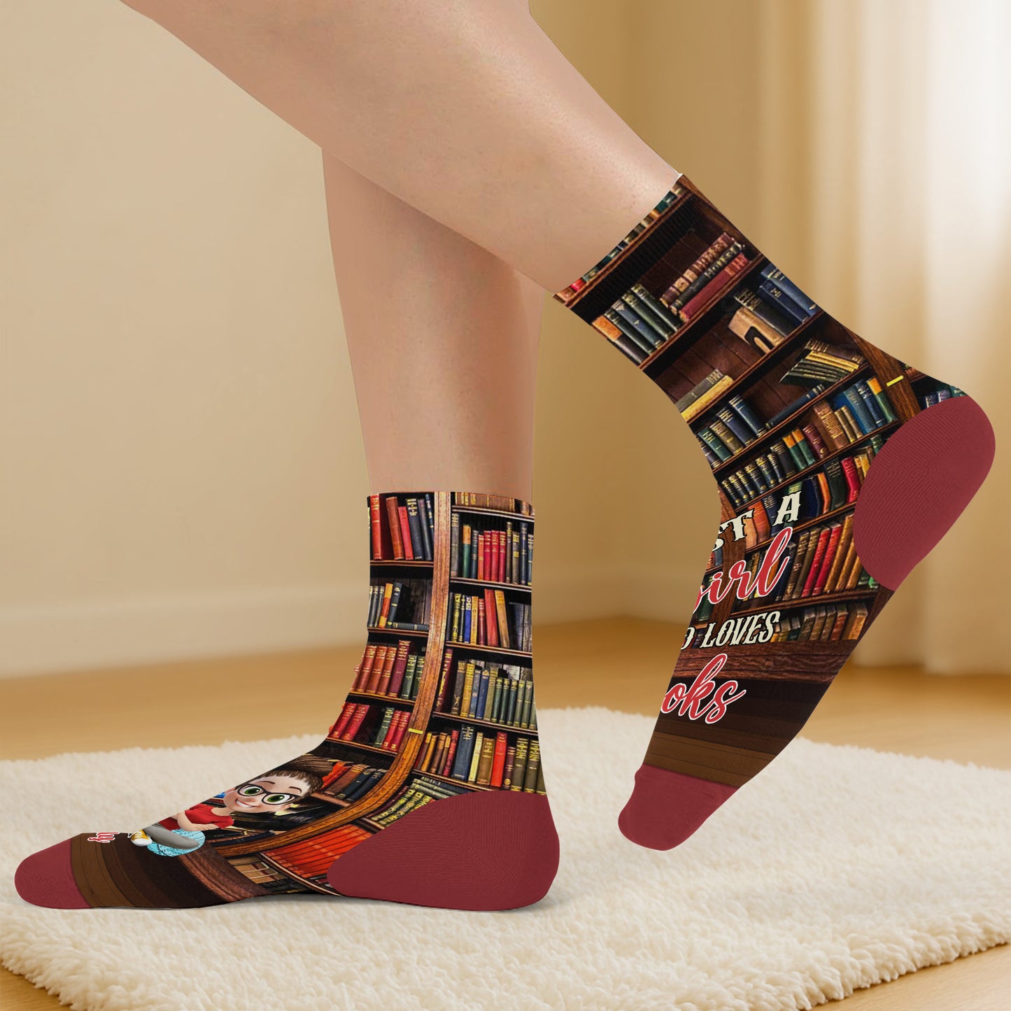 Just A Girl Who Loves Books, Girl Reading Among Shelves