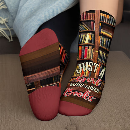 Just A Girl Who Loves Books, Girl Reading Among Shelves