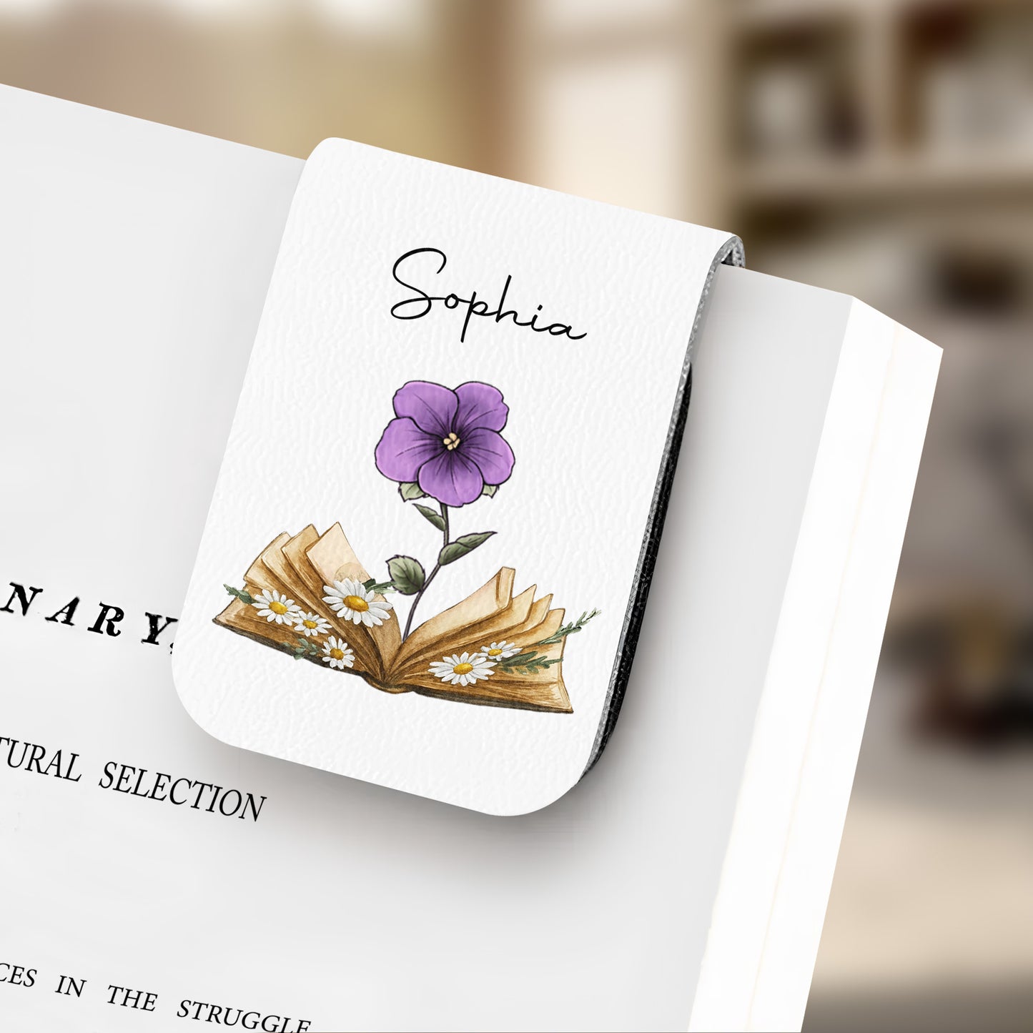 Cherish The Joy Of Reading With Elegant Flowers - Personalized Custom Leather Bookmark - BLV004_LBMARK