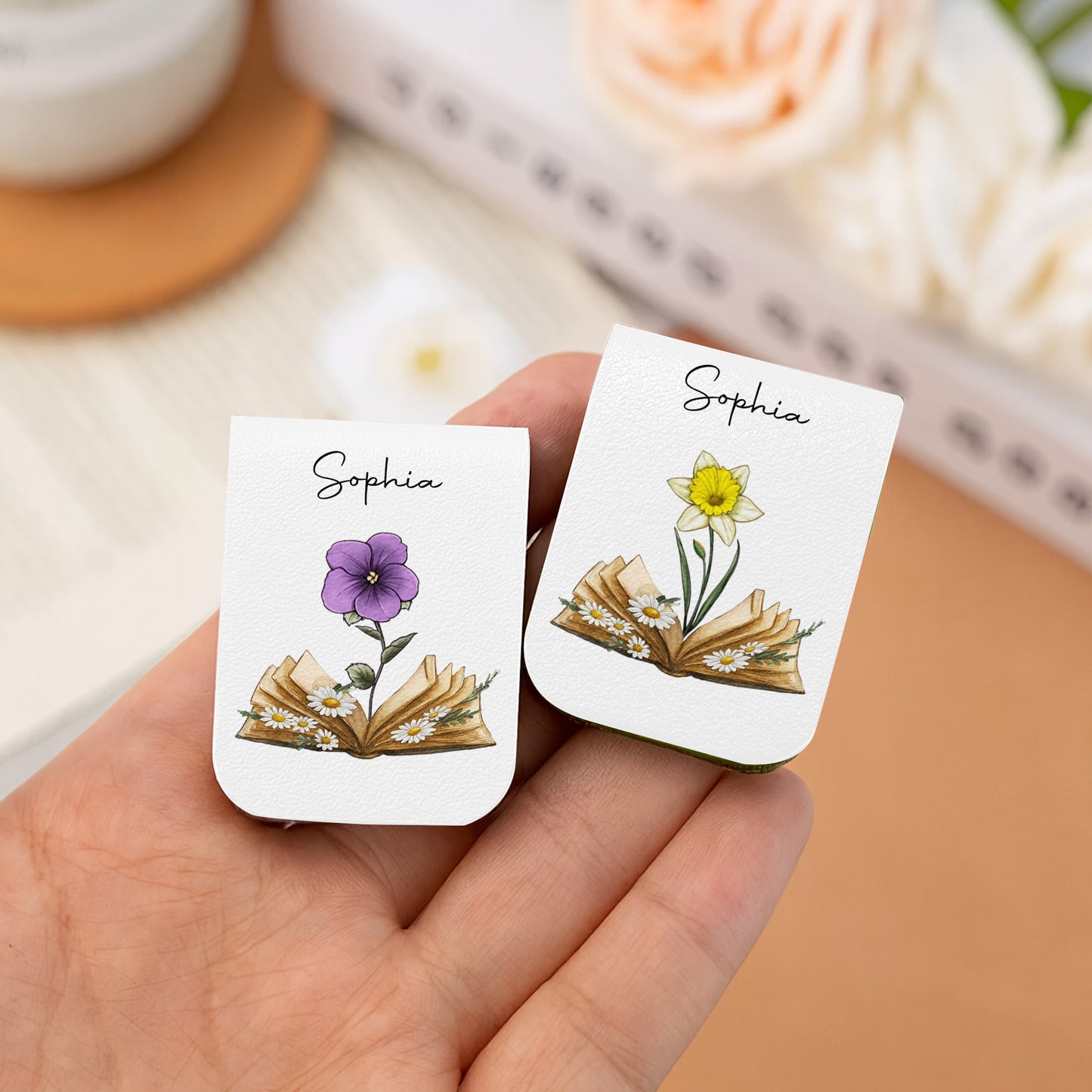 Cherish The Joy Of Reading With Elegant Flowers - Personalized Custom Leather Bookmark - BLV004_LBMARK