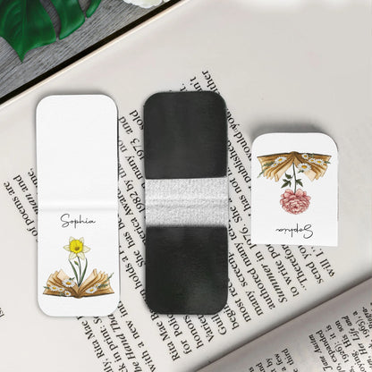 Cherish The Joy Of Reading With Elegant Flowers - Personalized Custom Leather Bookmark - BLV004_LBMARK