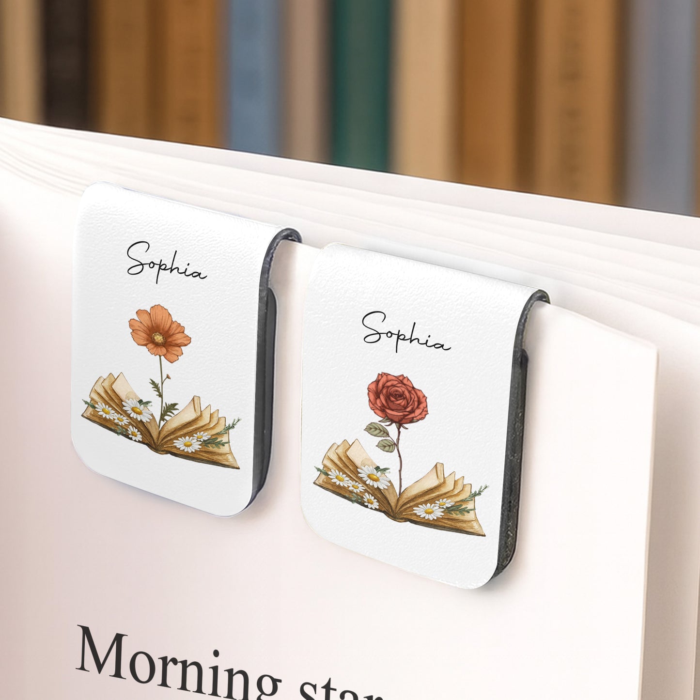 Cherish The Joy Of Reading With Elegant Flowers - Personalized Custom Leather Bookmark - BLV004_LBMARK