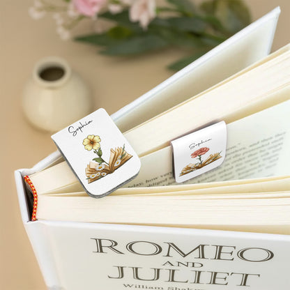 Cherish The Joy Of Reading With Elegant Flowers - Personalized Custom Leather Bookmark - BLV004_LBMARK