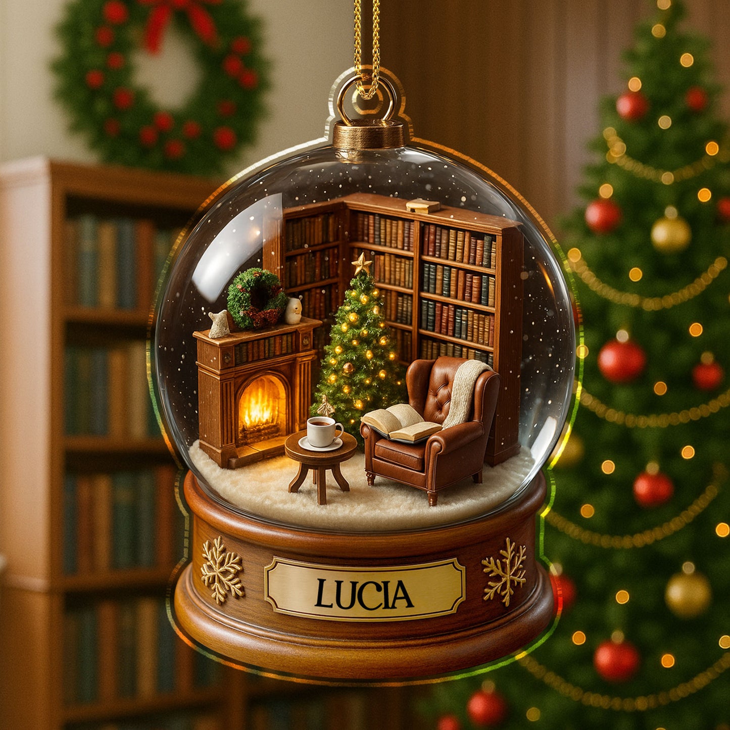 Create A Cozy Library Scene With Chair And Fireplace