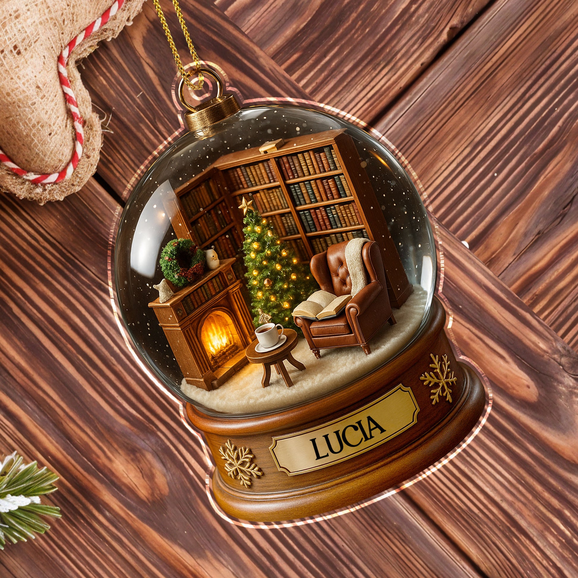 Create A Cozy Library Scene With Chair And Fireplace