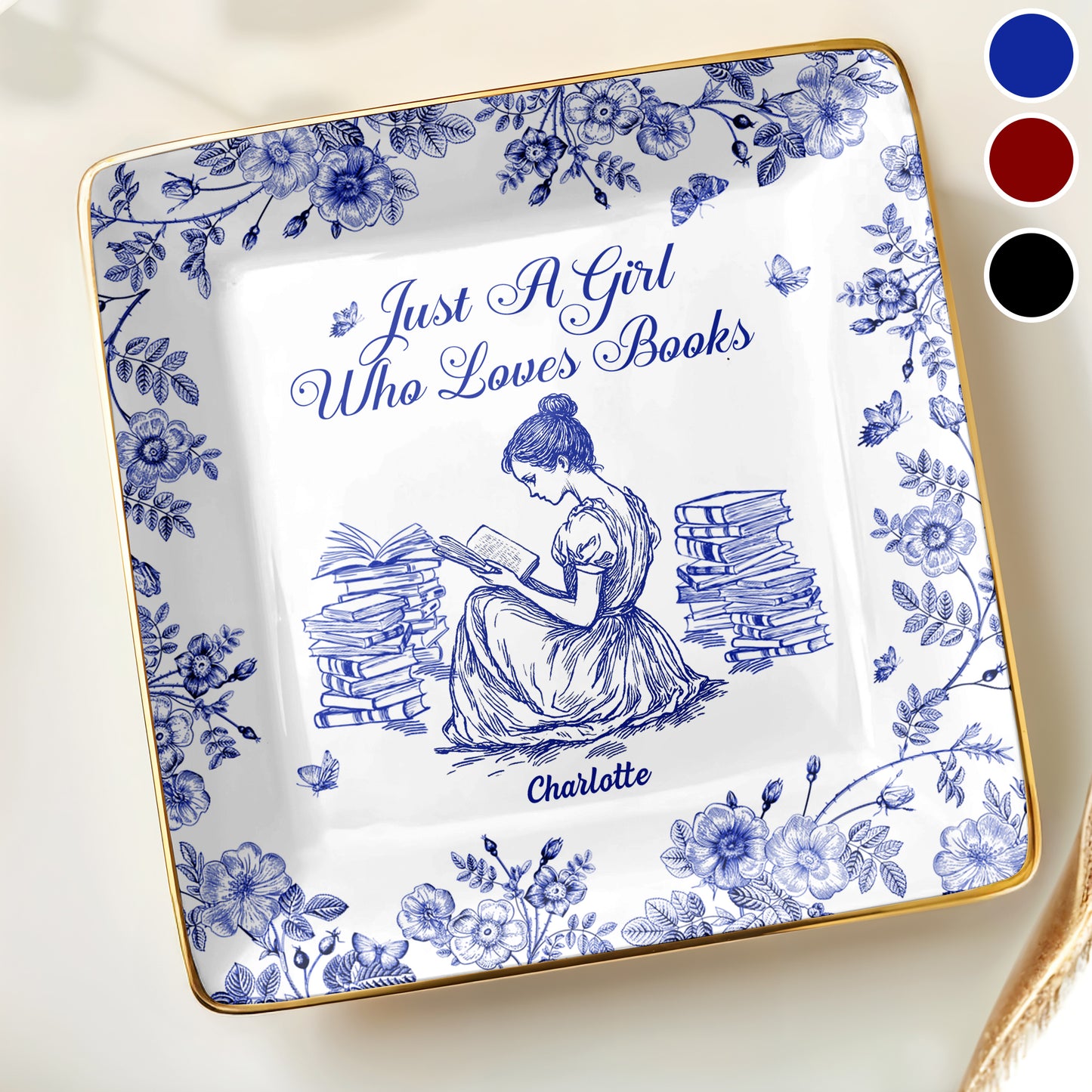 Just A Girl Who Loves Books With Girl And Flowers Design