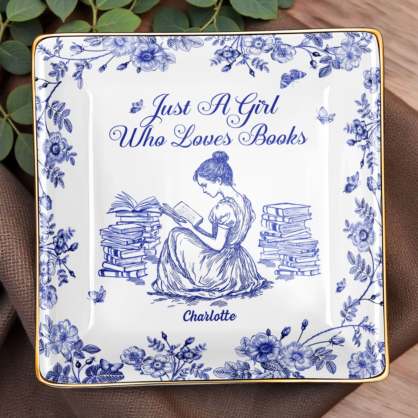 Just A Girl Who Loves Books With Girl And Flowers Design