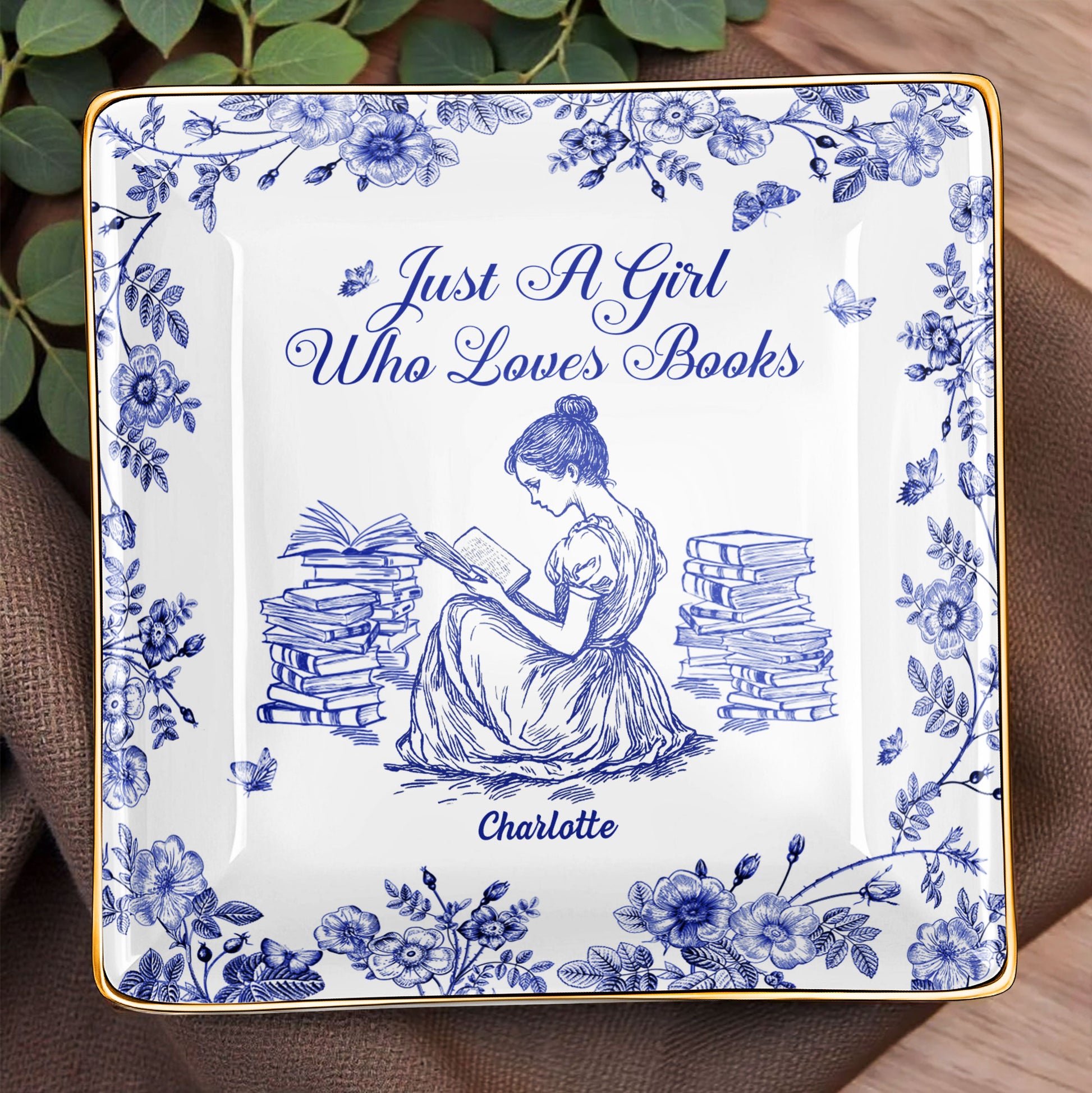 Just A Girl Who Loves Books With Girl And Flowers Design