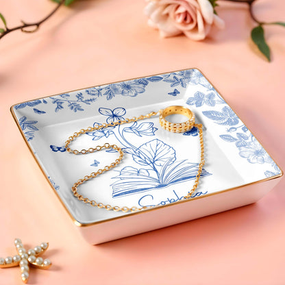 Sophia With Flowers, Butterflies, And An Open Book