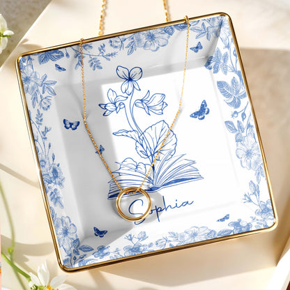 Sophia With Flowers, Butterflies, And An Open Book