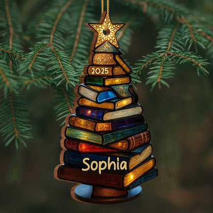 Hermoso adorno para árbol con estrella - Adorno de madera personalizado, forma personalizada - BLV007_WDO