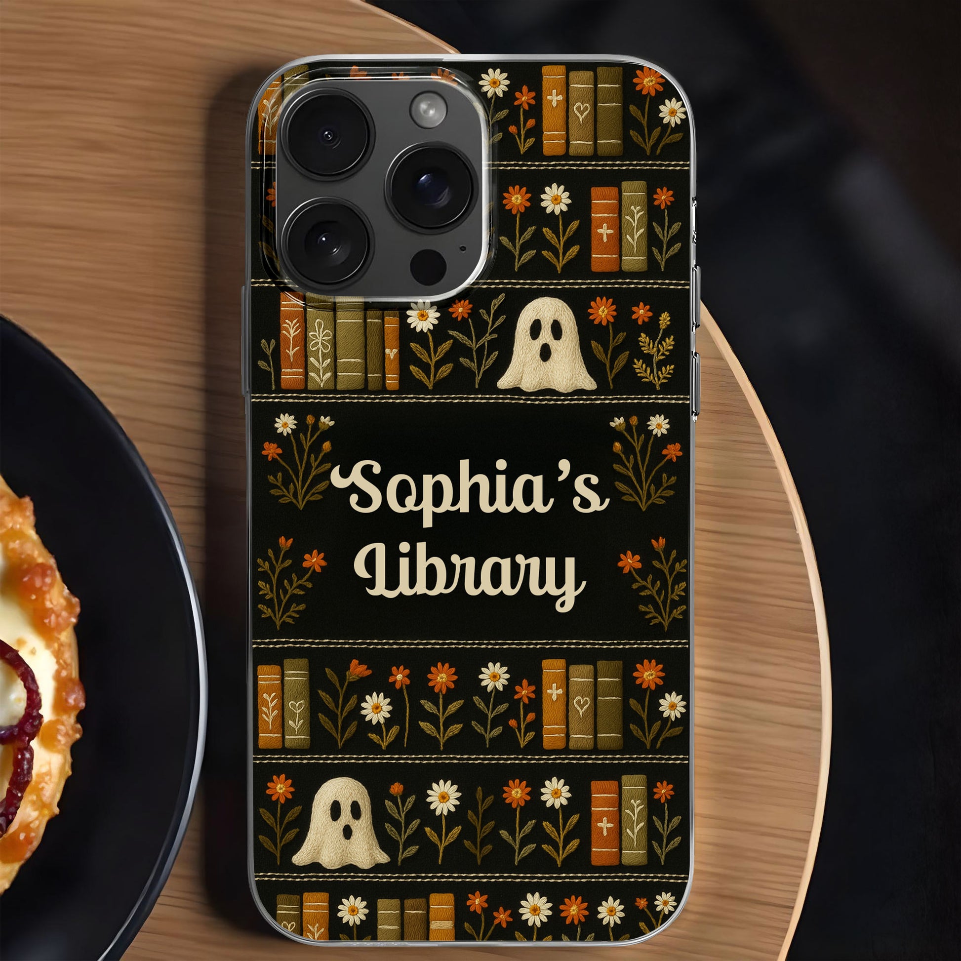 Sophia's Library With Books, Ghost, And Flowers