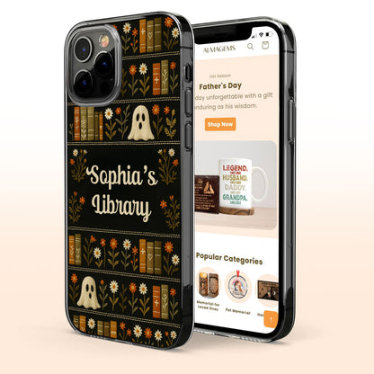 Sophia's Library With Books, Ghost, And Flowers