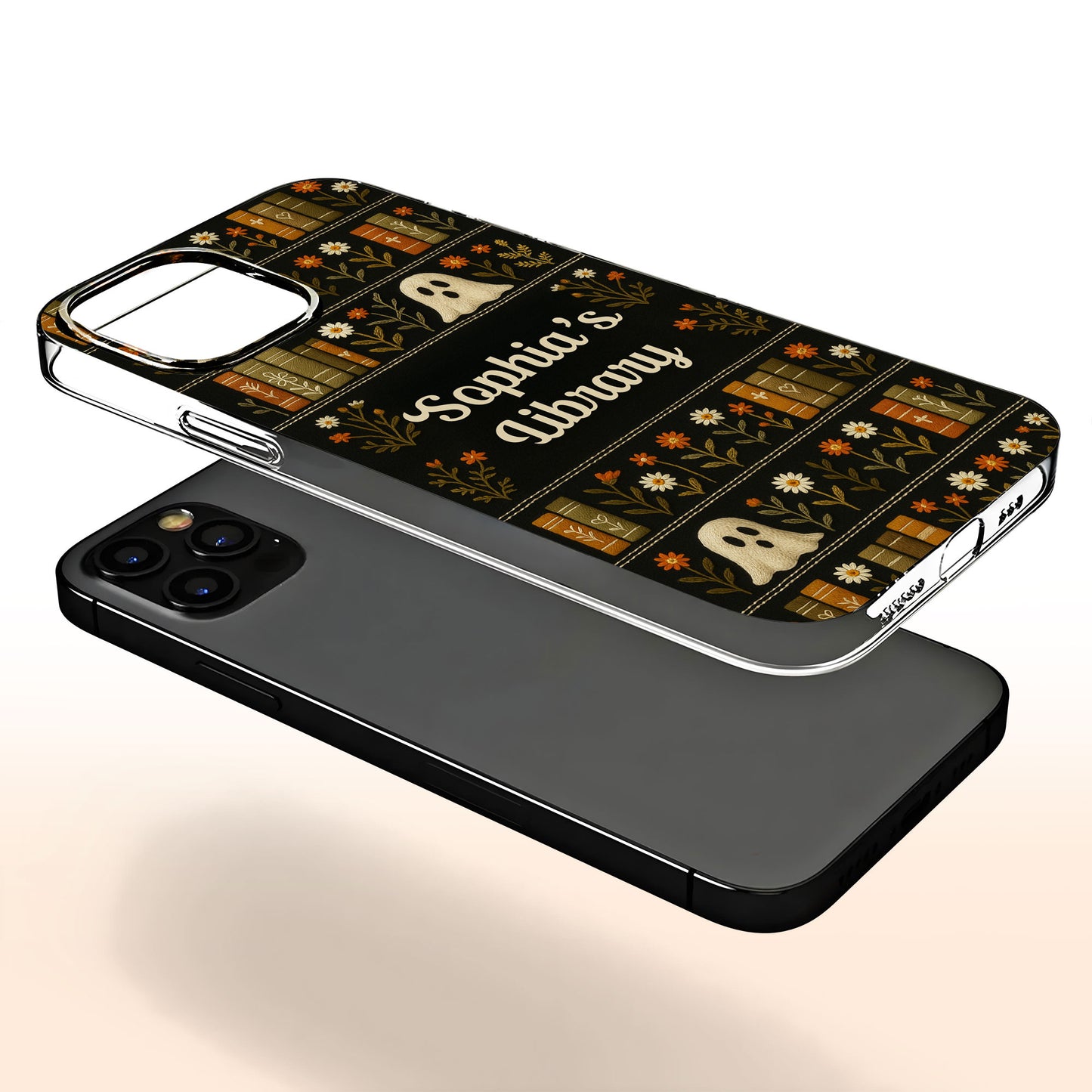 Sophia's Library With Books, Ghost, And Flowers