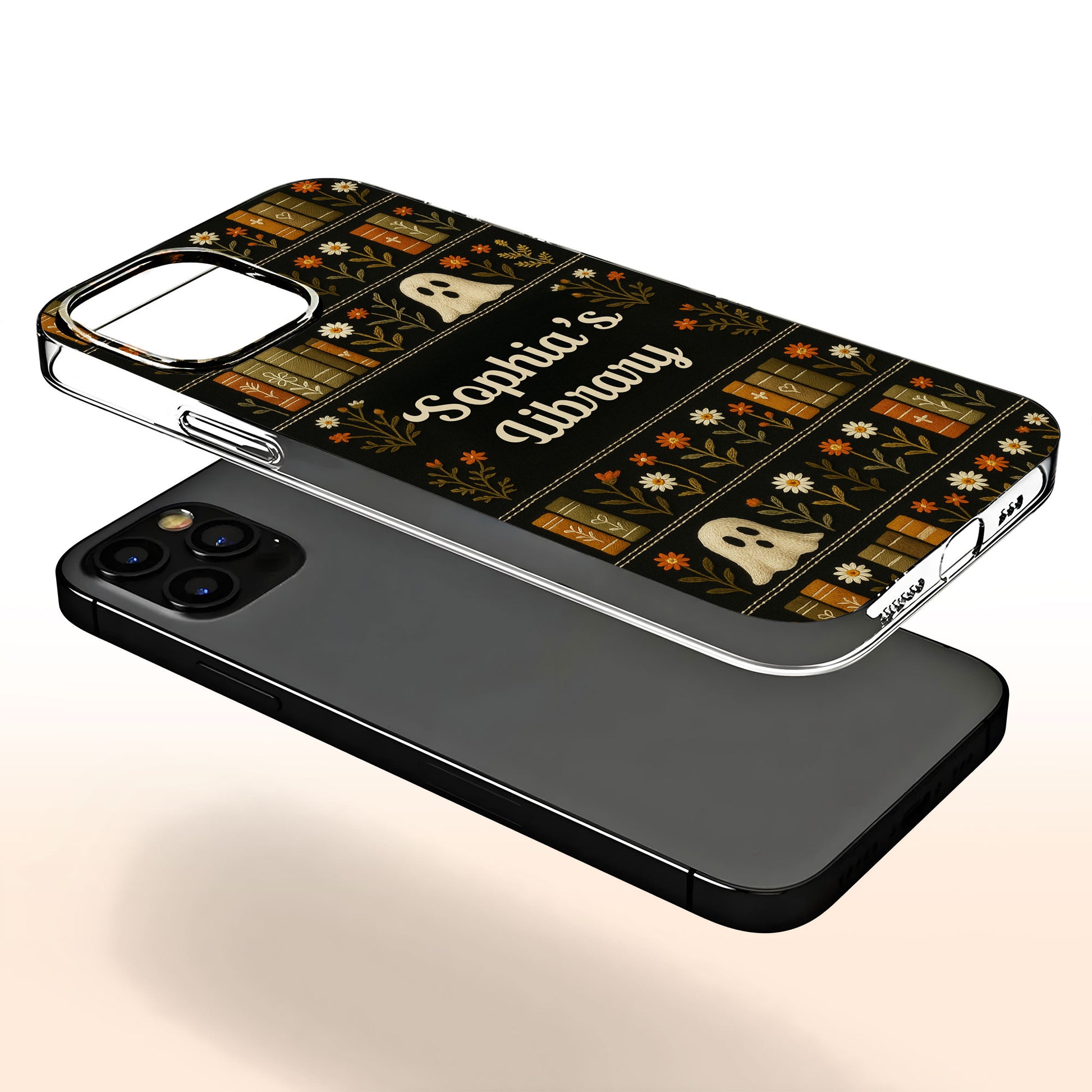 Sophia's Library With Books, Ghost, And Flowers