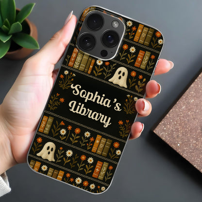 Sophia's Library With Books, Ghost, And Flowers