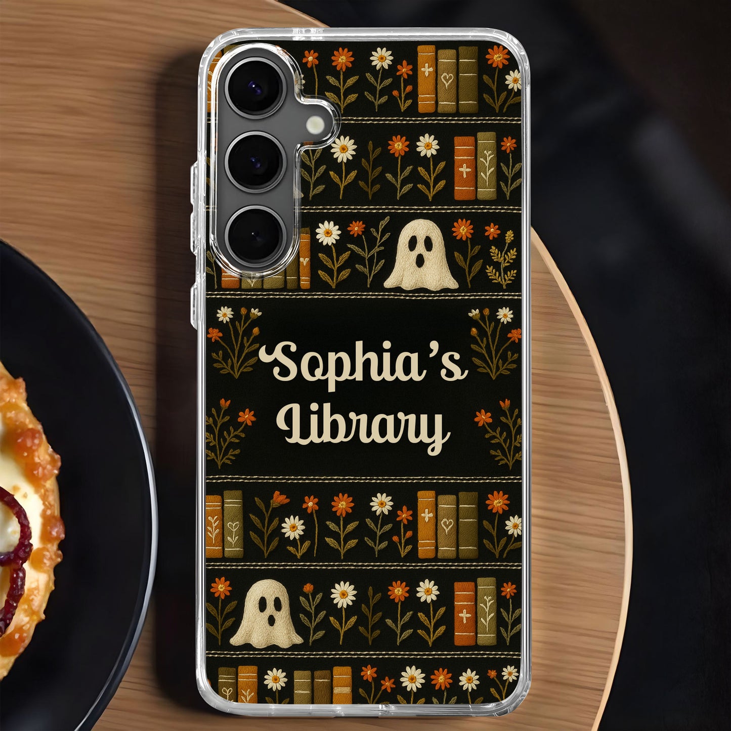 Sophia's Library With Books, Ghost, And Flowers