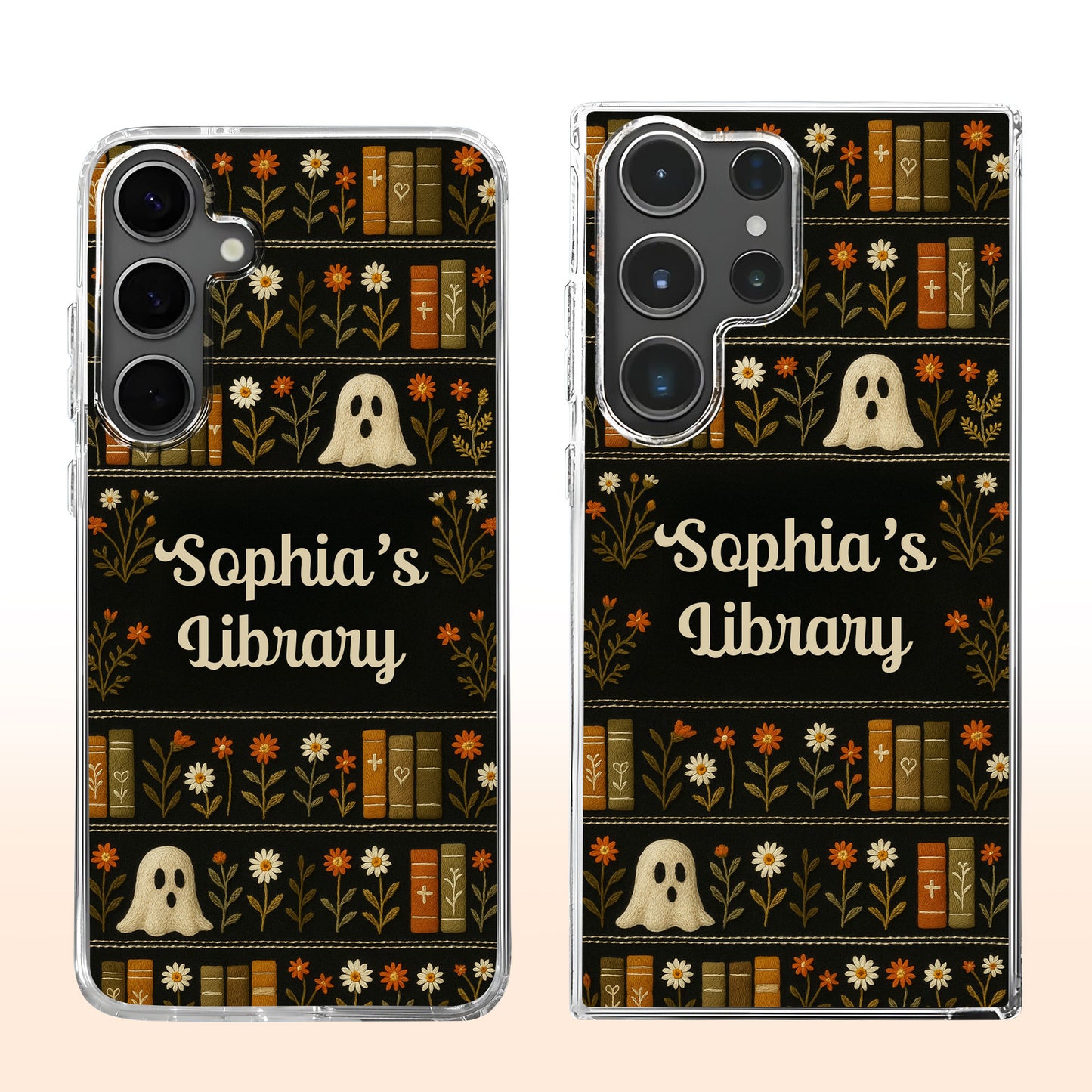 Sophia's Library With Books, Ghost, And Flowers