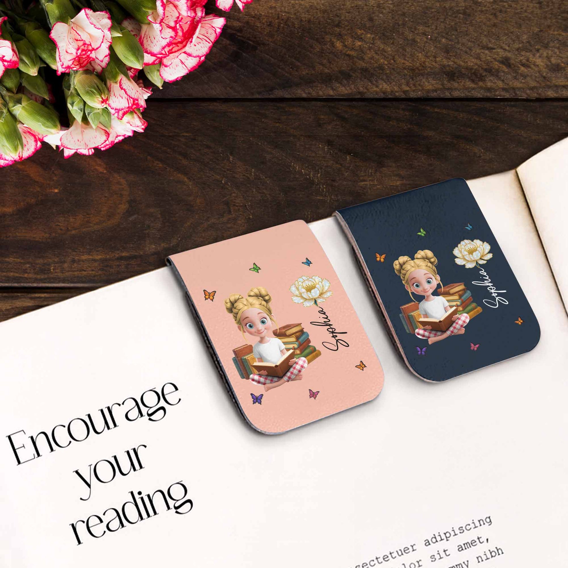 Customize Your Own Message With A Charming Girl Reading