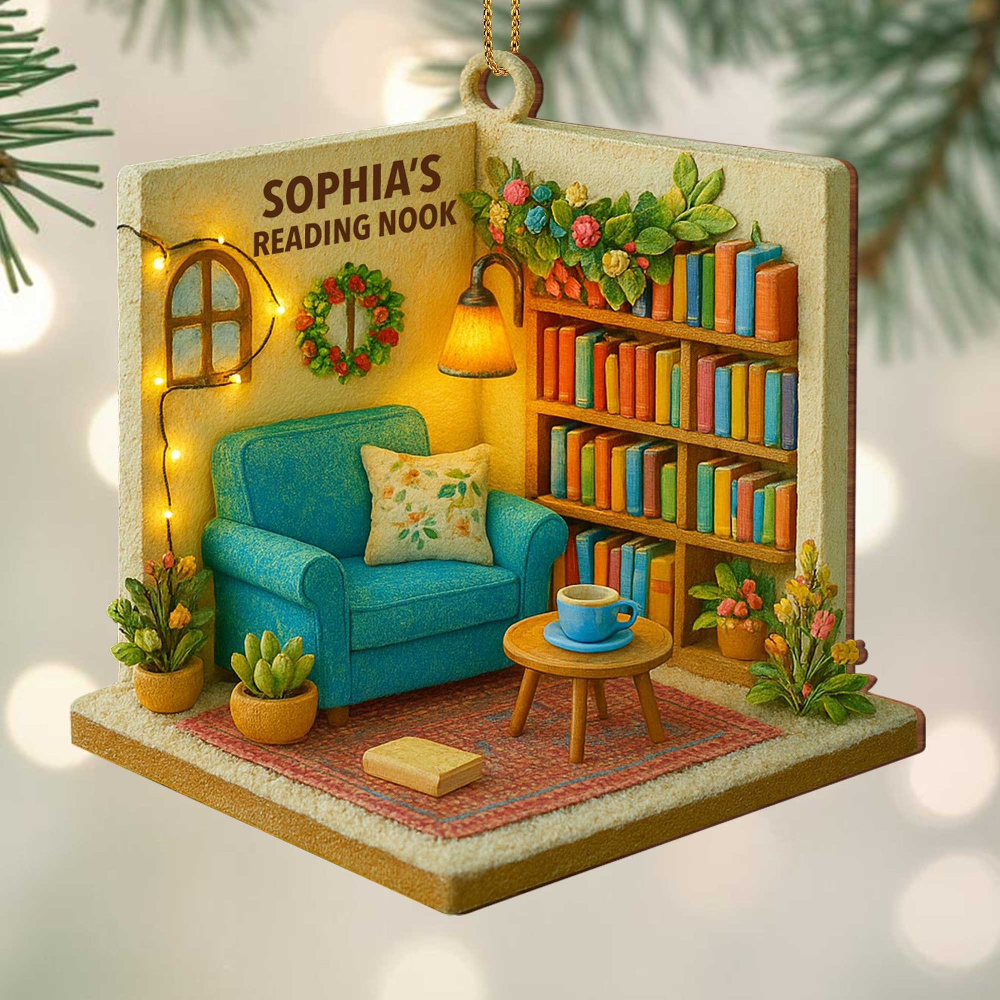 Sophia’s Reading Nook With Books and Armchair