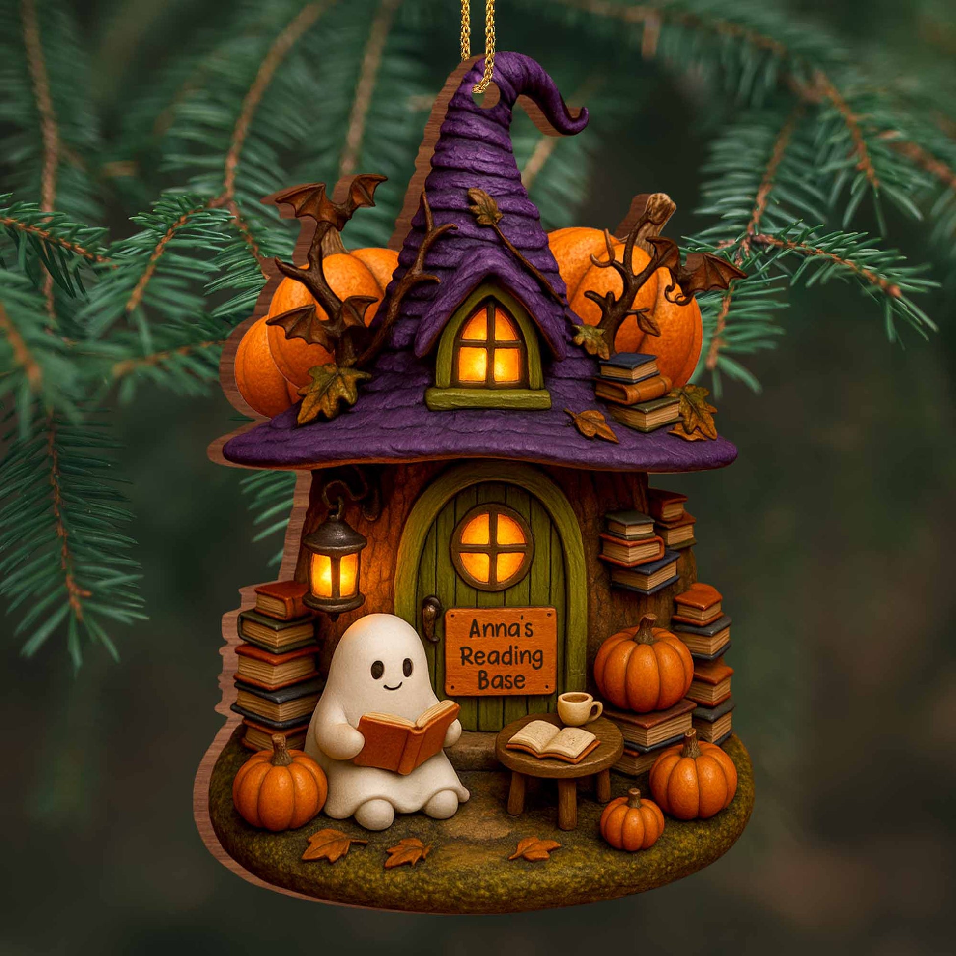 Cozy Witch Hat And Ghost Reading