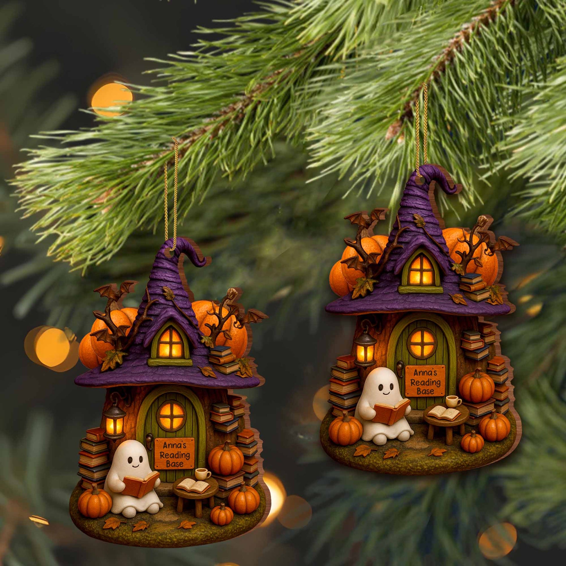 Cozy Witch Hat And Ghost Reading